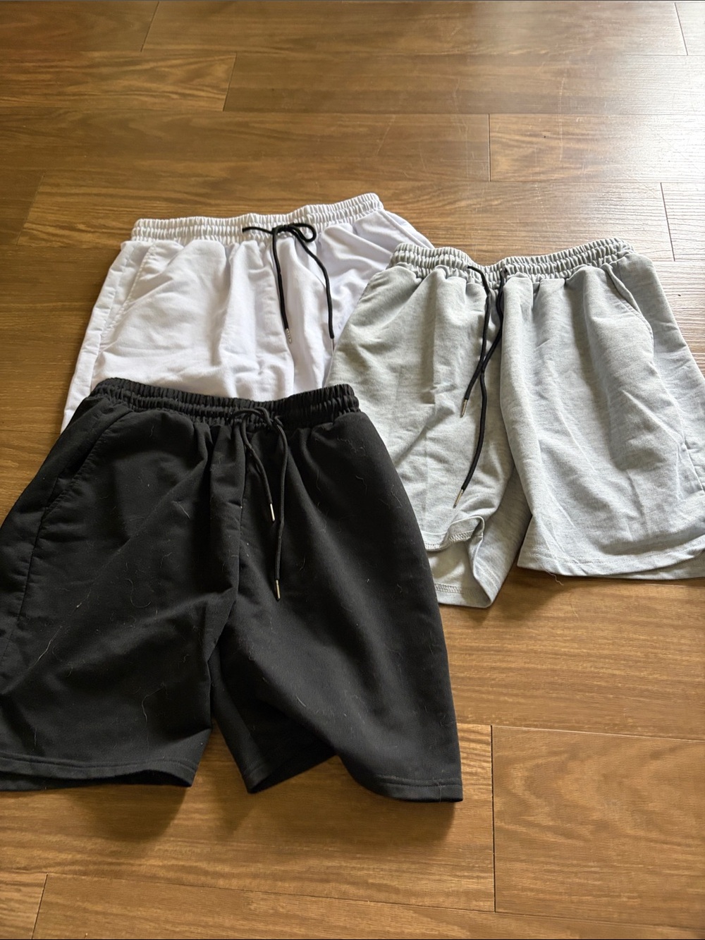 Men's Casual Drawstring Shorts - Black, Light Gray, White